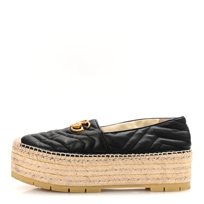 Gucci Nappa Matelasse GG Marmont Platform Espadrilles 39 Black 1 of 11