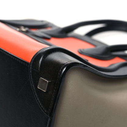 Celine Drummed Calfskin Micro Tri-Color Luggage Bright Orange 10 of 19