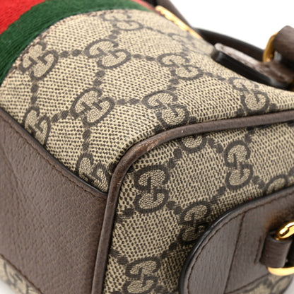 Gucci GG Supreme Monogram Textured Dollar Calfskin Web Super Mini Ophidia Top Handle Bowler Bag Beige Ebony New Acero 12 of 15