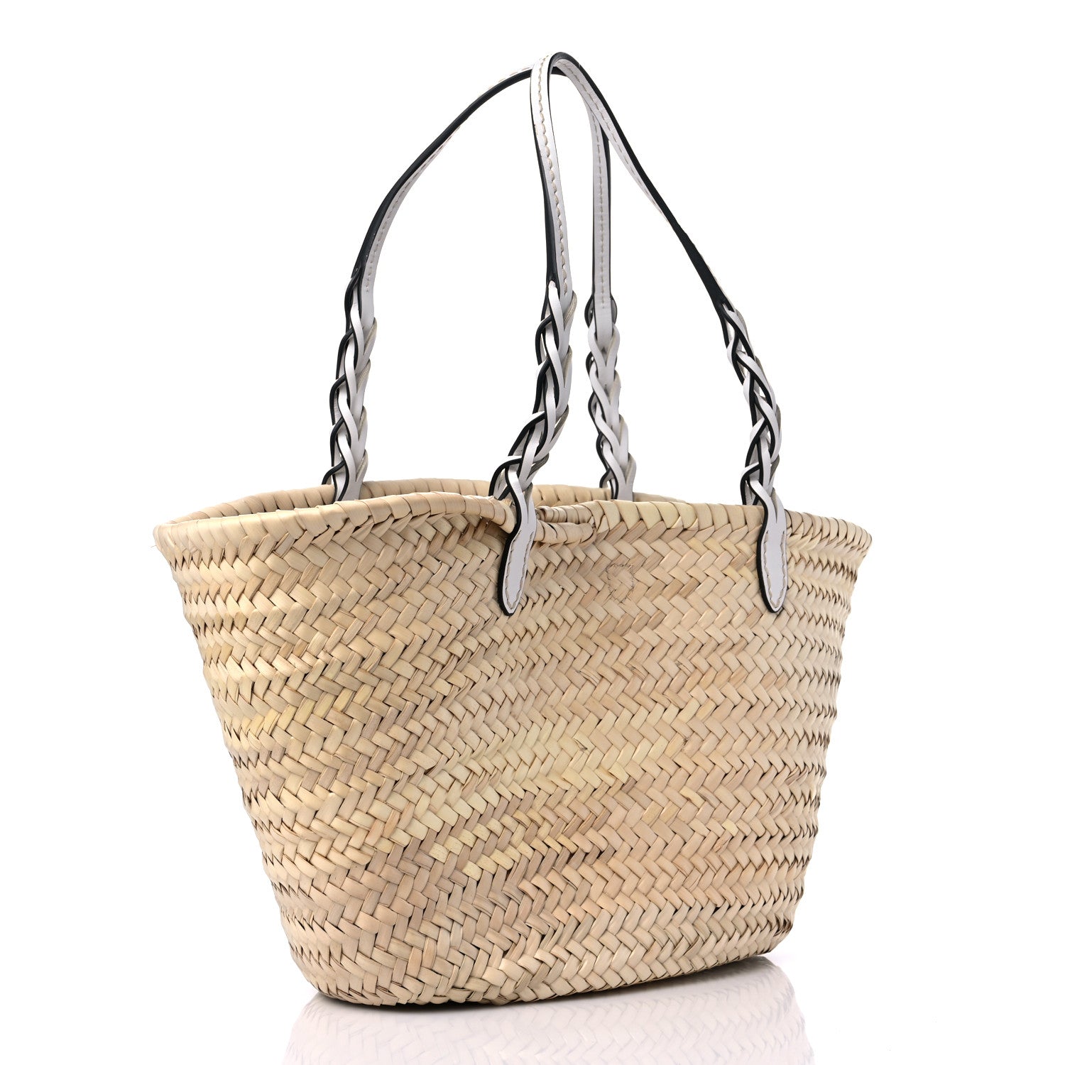 Prada Palmitto Vitello Woven Braided Large Basket Tote Bag Naturale White 3 of 8