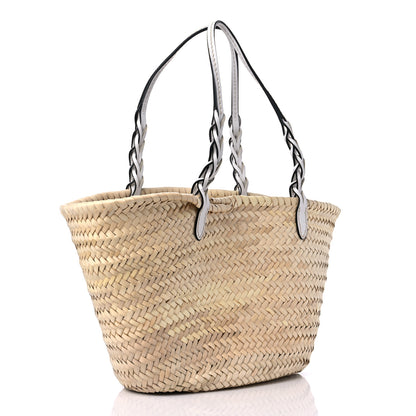 Prada Palmitto Vitello Woven Braided Large Basket Tote Bag Naturale White 3 of 8