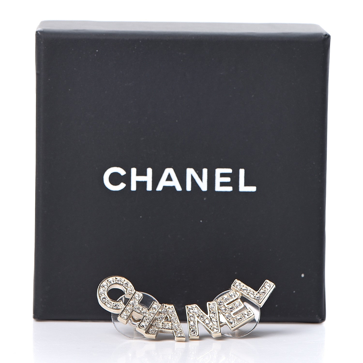 Chanel Crystal Pearl Signature Stud Earrings Gold 5 of 5