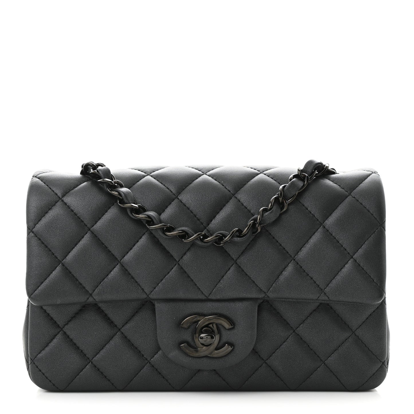 Lambskin Quilted Mini Rectangular Flap So Black