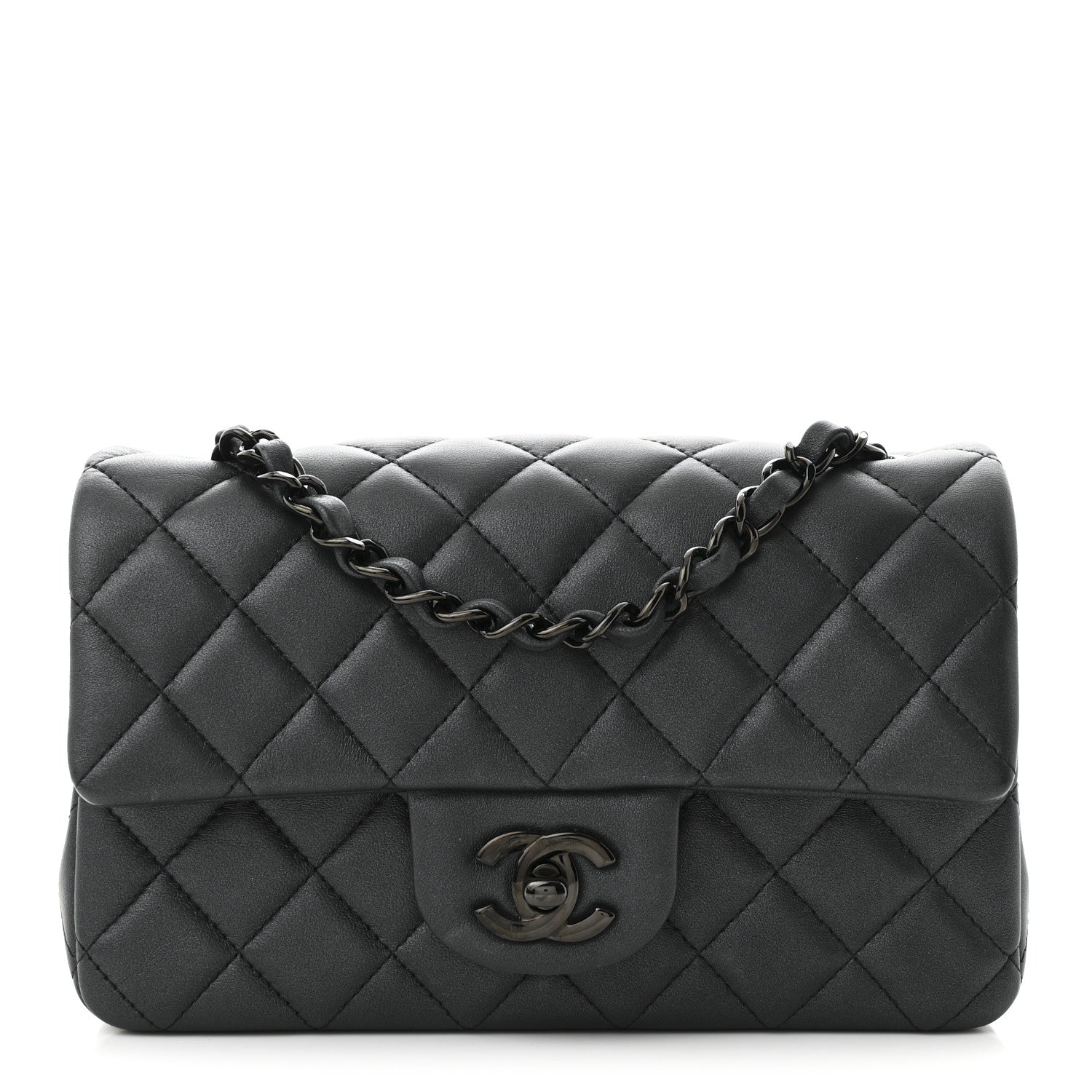 Chanel Lambskin Quilted Mini Rectangular Flap So Black 1 of 10