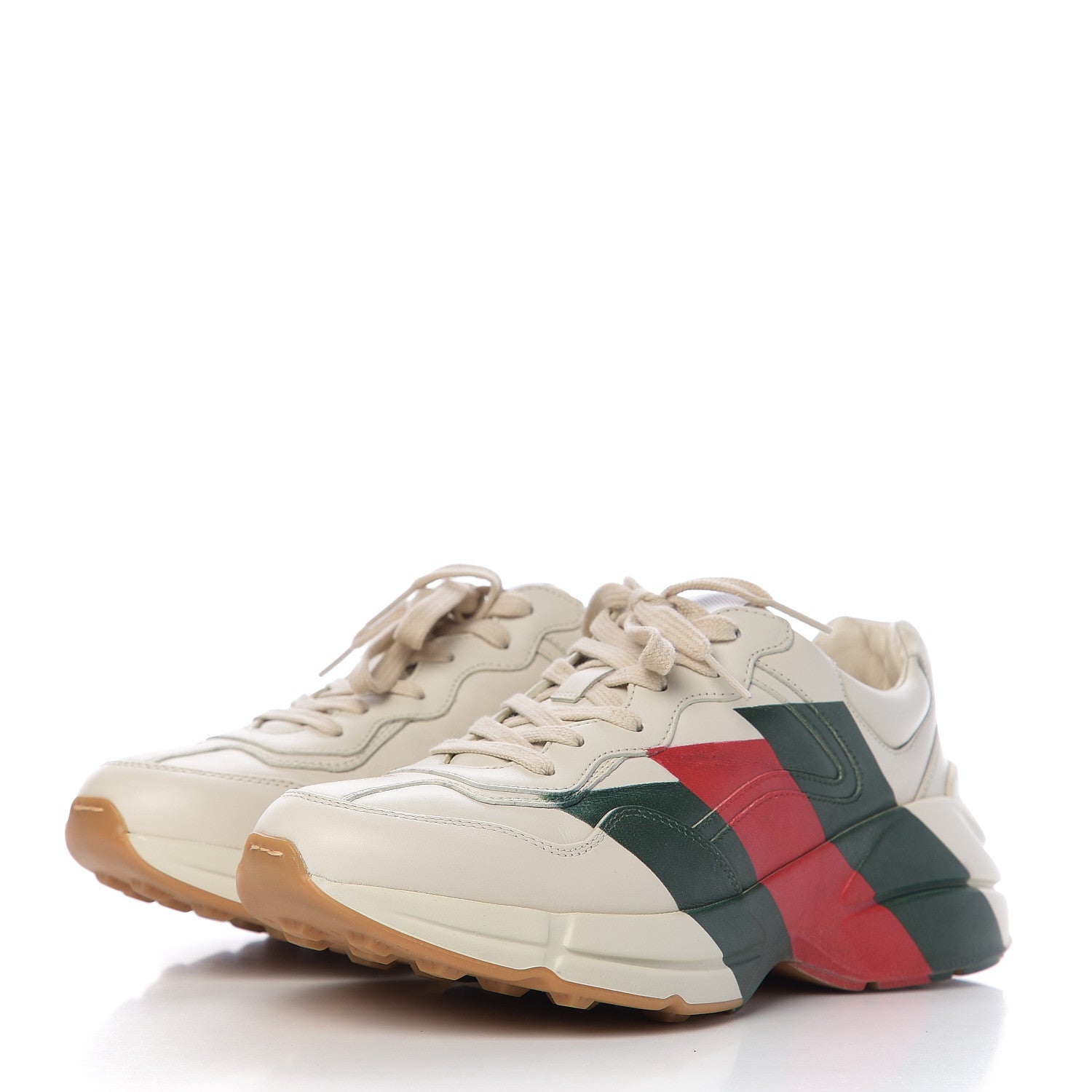 Gucci Calfskin Web Printed Mens Rhyton Sneakers 6.5 Mystic White 3 of 8