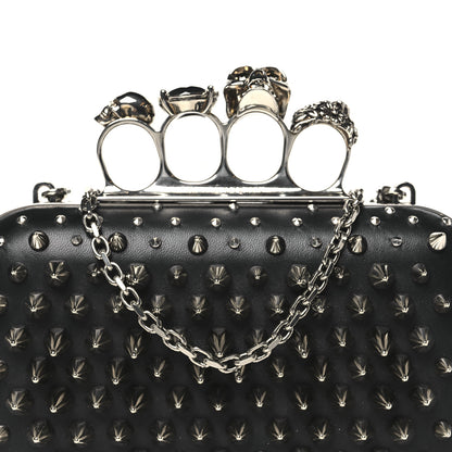 Alexander McQueen Calfskin Spike Studded Knuckle Box Clutch Black 7 of 10