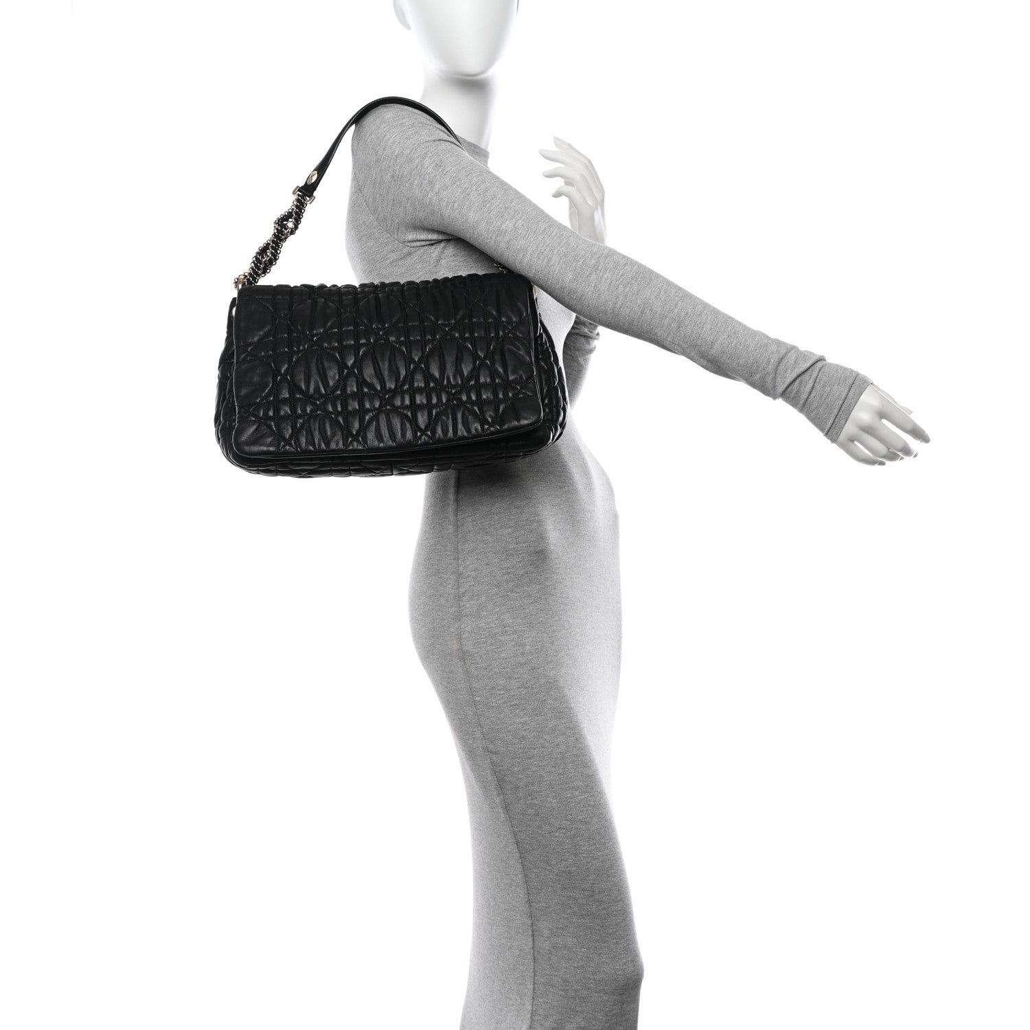 Christian Dior Lambskin Cannage Medium Delidior Flap Bag Black 2 of 13