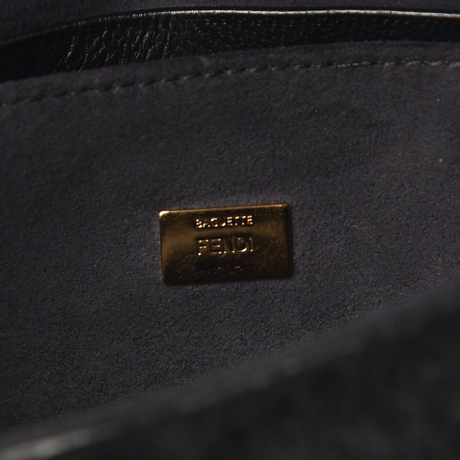 Fendi Shearling Shiny Nappa Micro Baguette Black 6 of 10