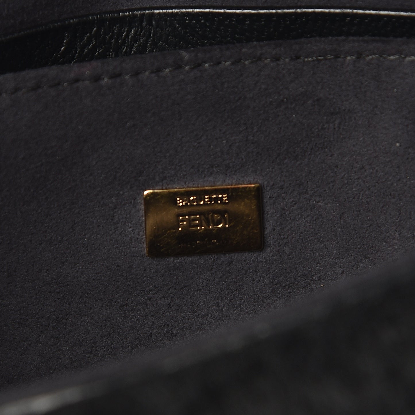 Shearling Shiny Nappa Micro Baguette Black