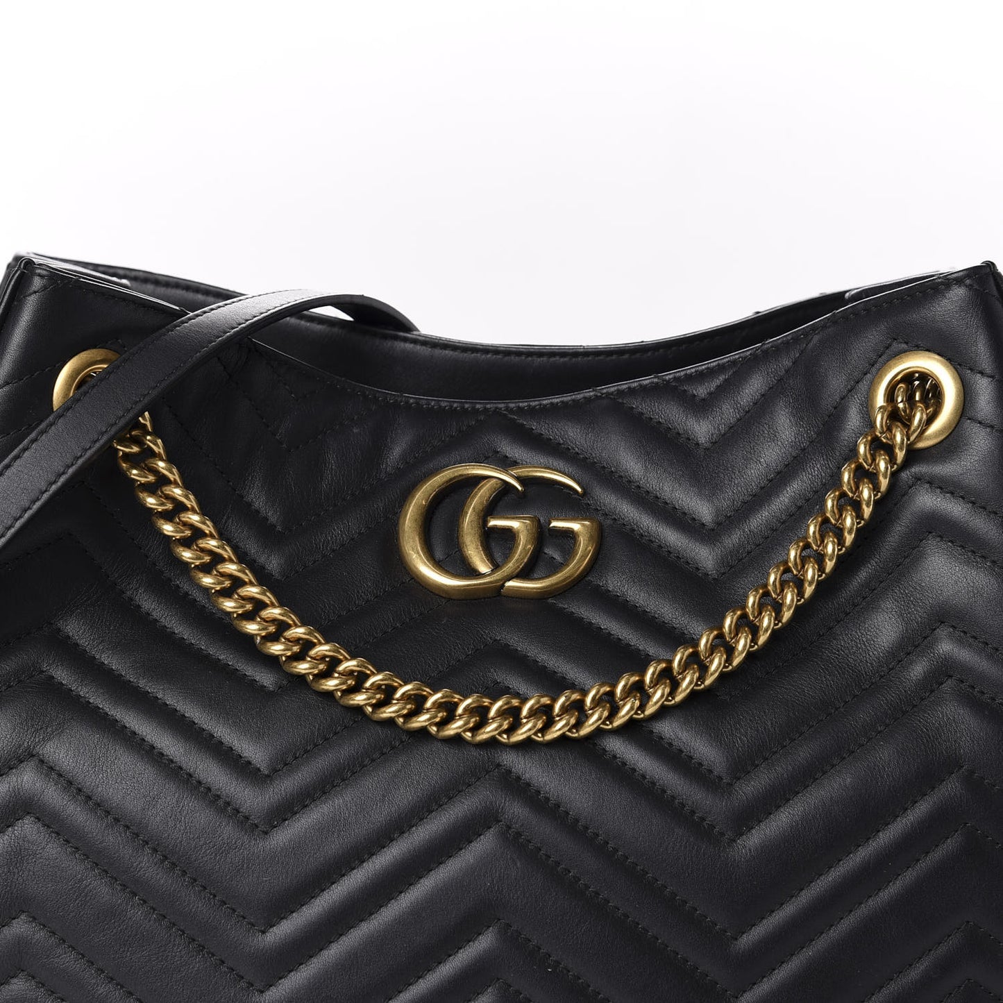 Calfskin Matelasse Medium GG Marmont Shoulder Tote Bag Black