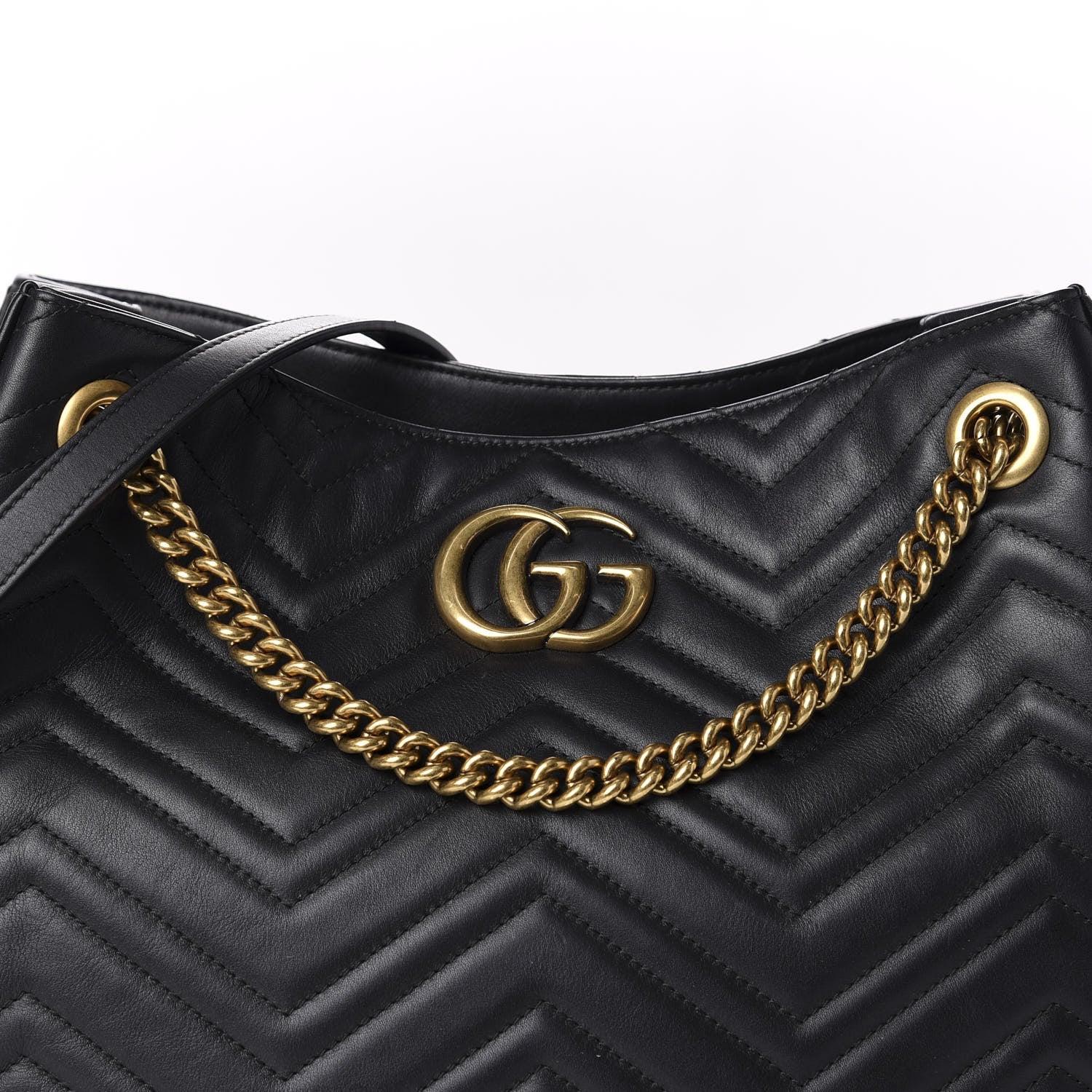 Gucci Calfskin Matelasse Medium GG Marmont Shoulder Tote Bag Black 15 of 15