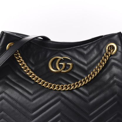 Gucci Calfskin Matelasse Medium GG Marmont Shoulder Tote Bag Black 15 of 15