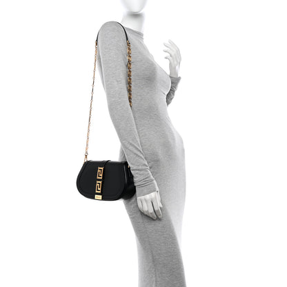 Versace Calfskin Medium Greca Goddess Shoulder Bag Black 2 of 11