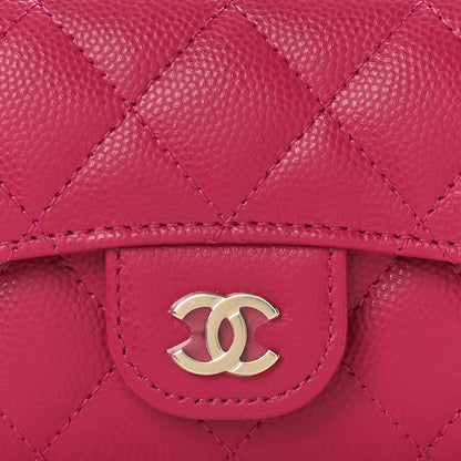 Chanel Caviar Quilted Flap Card Holder Wallet Dark Pink 8 of 9