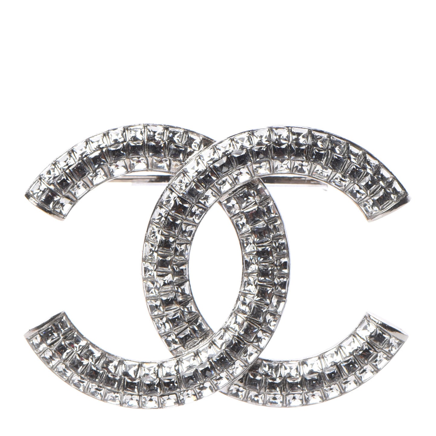 Baguette Crystal CC Brooch Silver