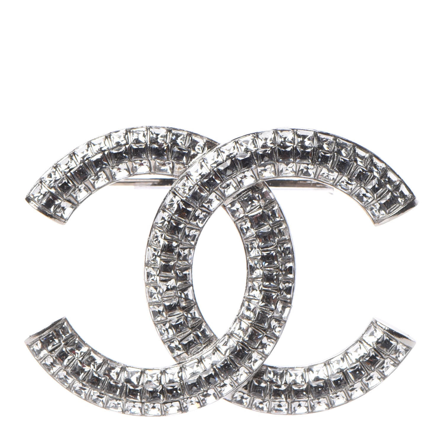 Chanel Baguette Crystal CC Brooch Silver 1 of 7
