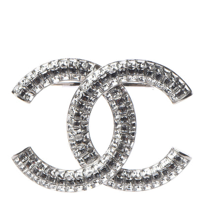 Chanel Baguette Crystal CC Brooch Silver 1 of 7