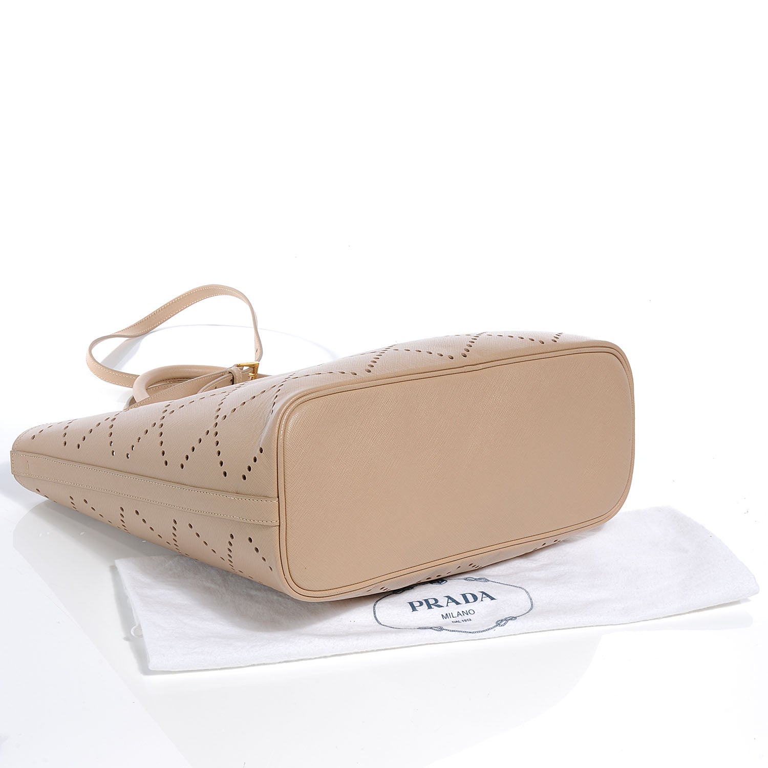 Prada Saffiano Perforated Tote Sabbia 4 of 8