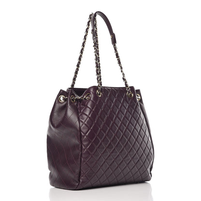 Chanel Lambskin Quilted Large Drawstring Shoulder Bag Dark Purple 3 of 10