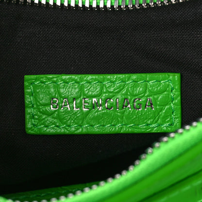 Balenciaga Extra Supple Calfskin Crocodile Embossed Le Cagole Shoulder Bag XS Acid Green 7 of 11
