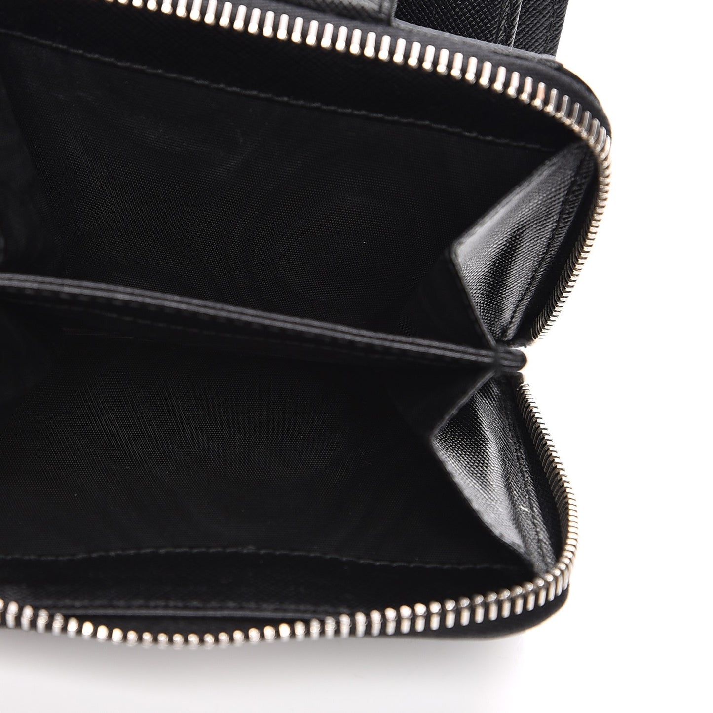 Saffiano Metal Compact Zip Around Wallet Black