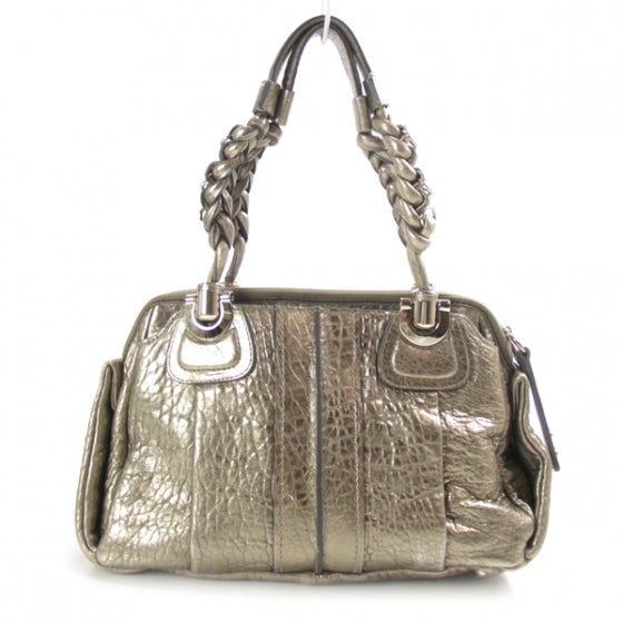 Leather Heloise Small Satchel Metallic
