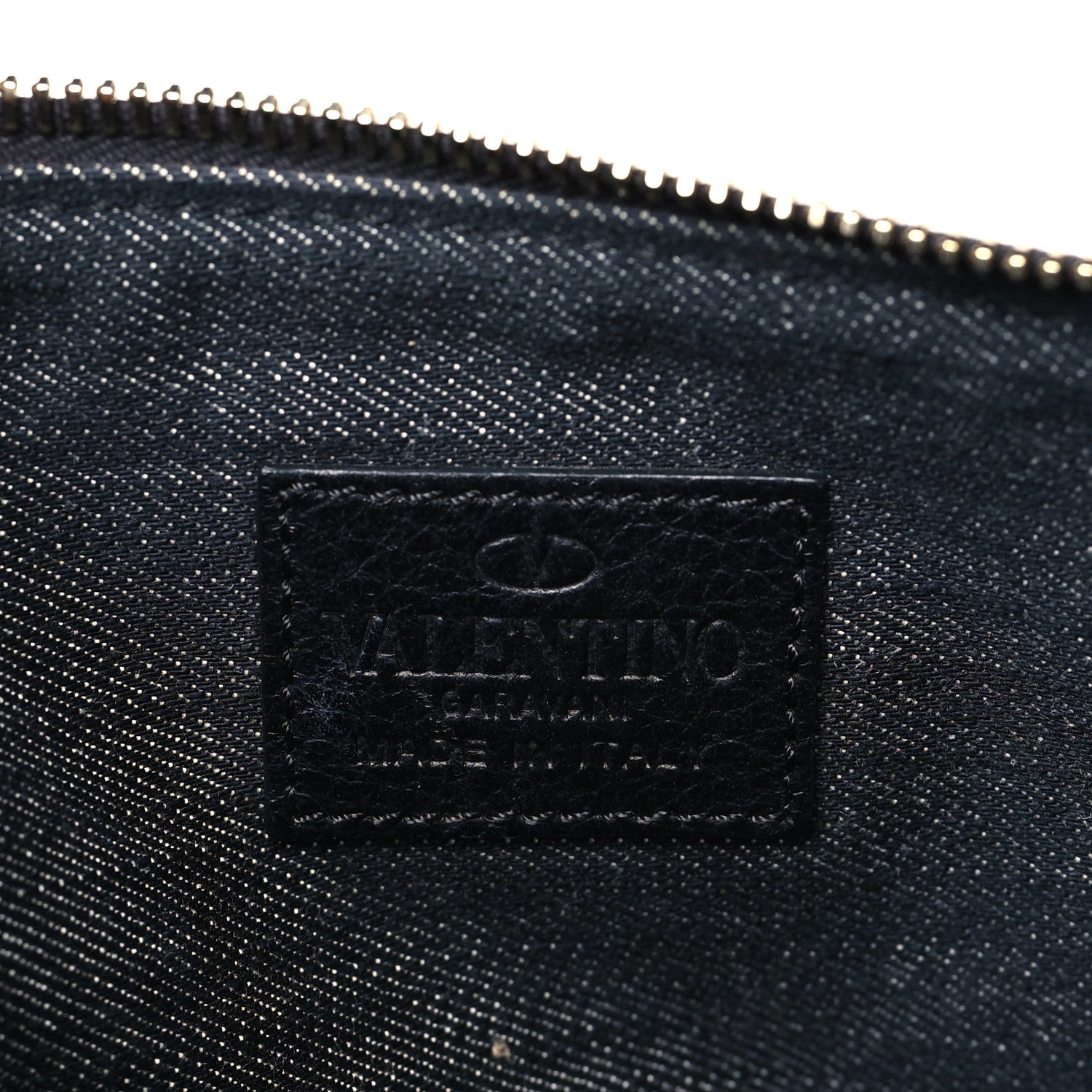 Valentino Garavani Denim Large Rockstud Zip Pouch Navy 6 of 6