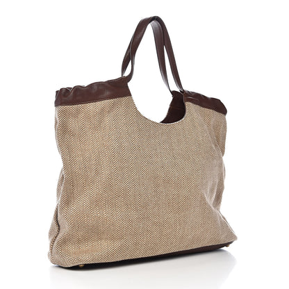 Saint Laurent Linen Belle de Jour Cabas Tote Brown 3 of 12