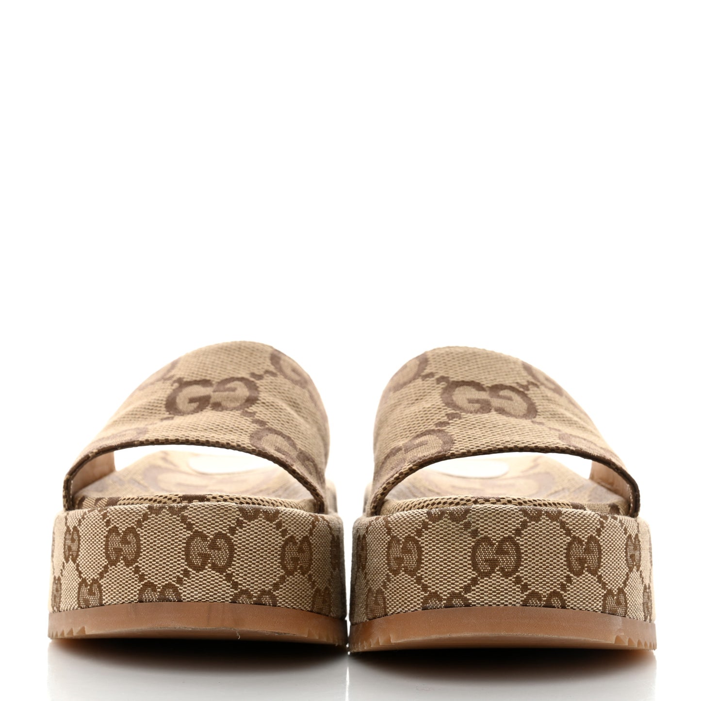 Monogram Maxi GG Angelina Platform 55mm Slide Sandals 36 Camel Ebony