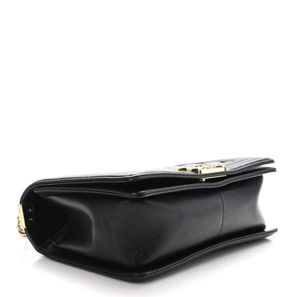 Chanel Caviar Chevron Quilted Medium Boy Flap Black 4 of 10