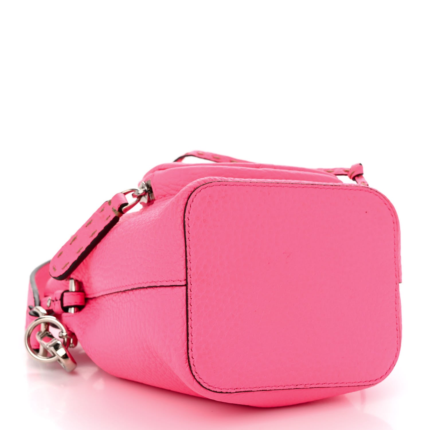 Fendi Cuoio Romano F is Fendi Mini Mon Tresor Pocket Bucket Bag Fluo Pink 4 of 13