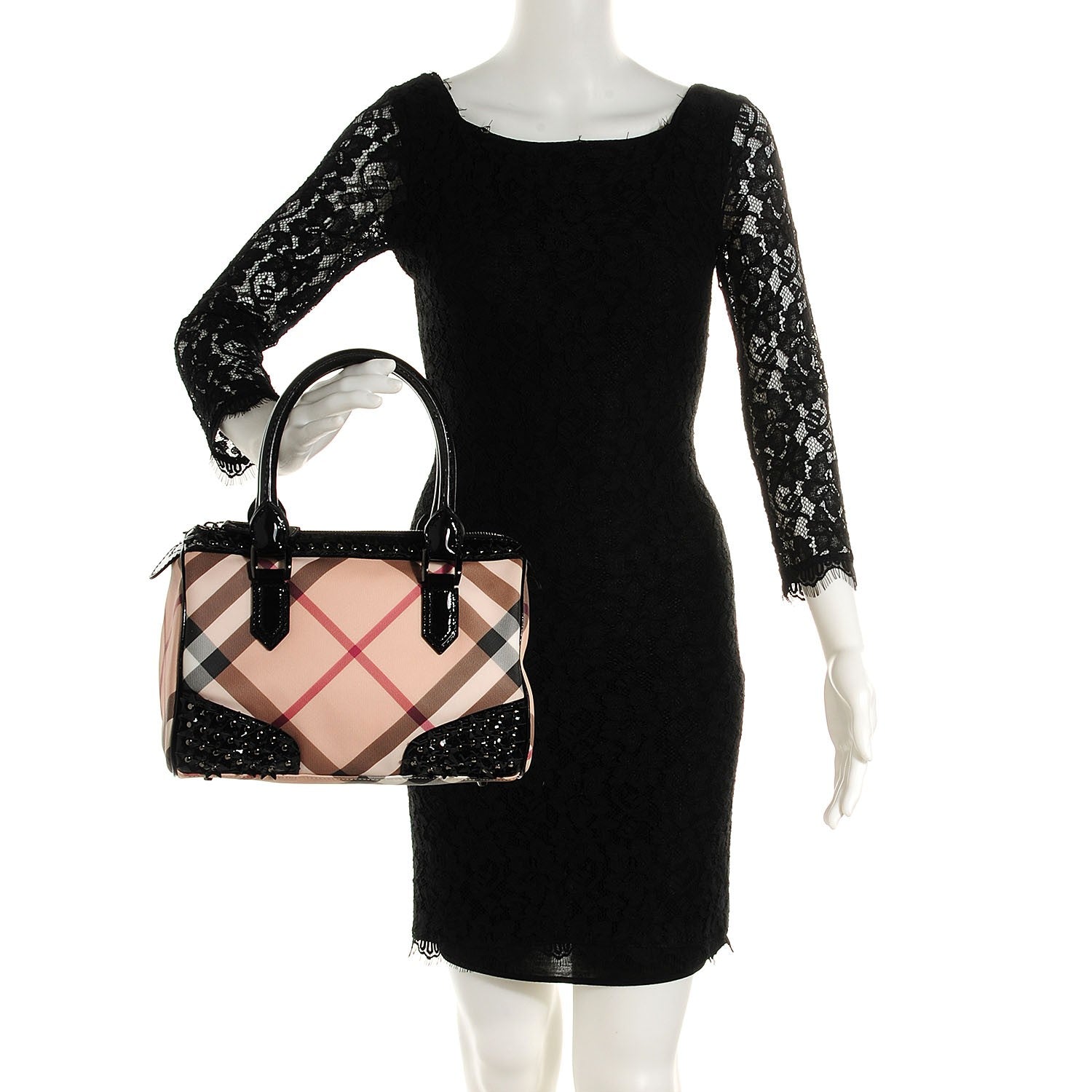 Burberry Supernova Check Studded Stars Small Chester Bowling Bag Black 2 of 10