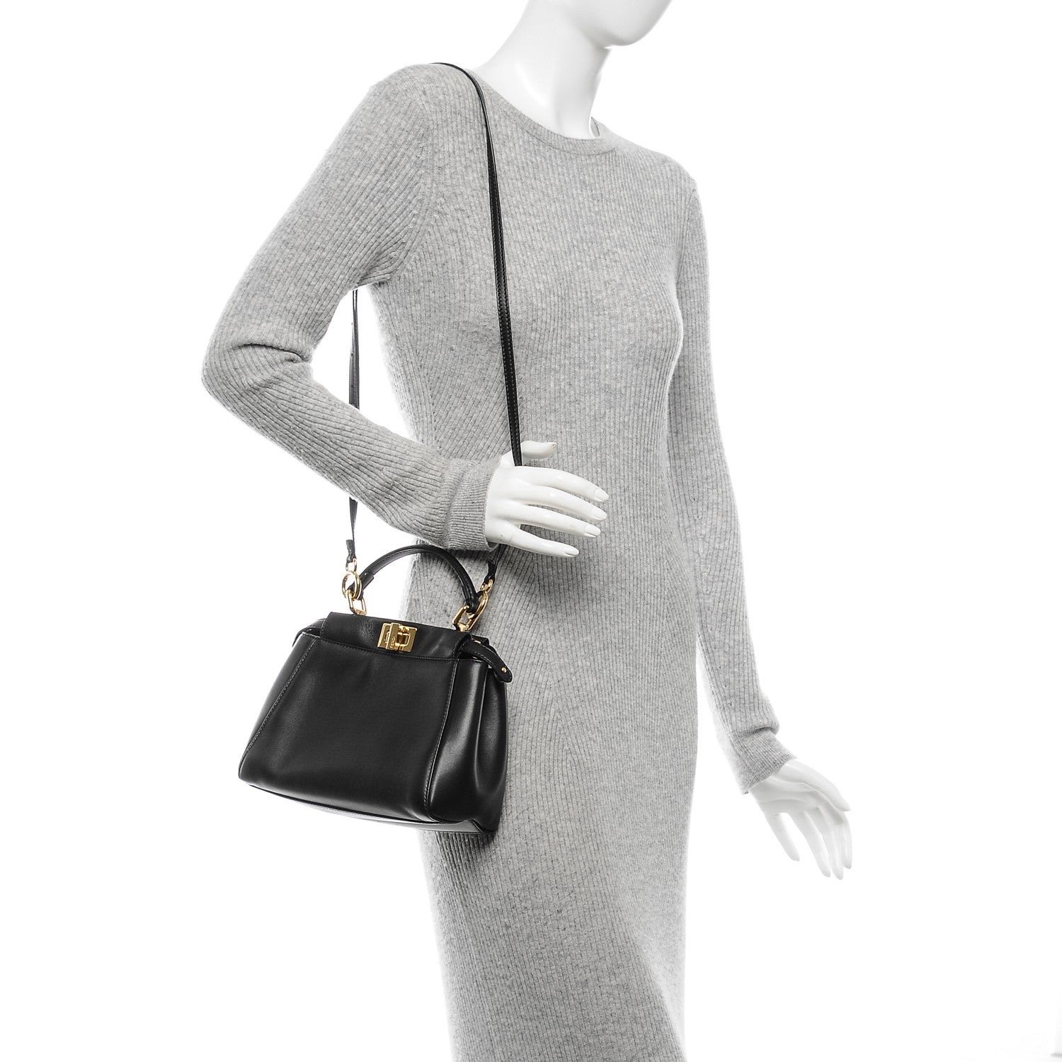 Fendi Nappa Mini Peekaboo Iconic Satchel Black 2 of 8