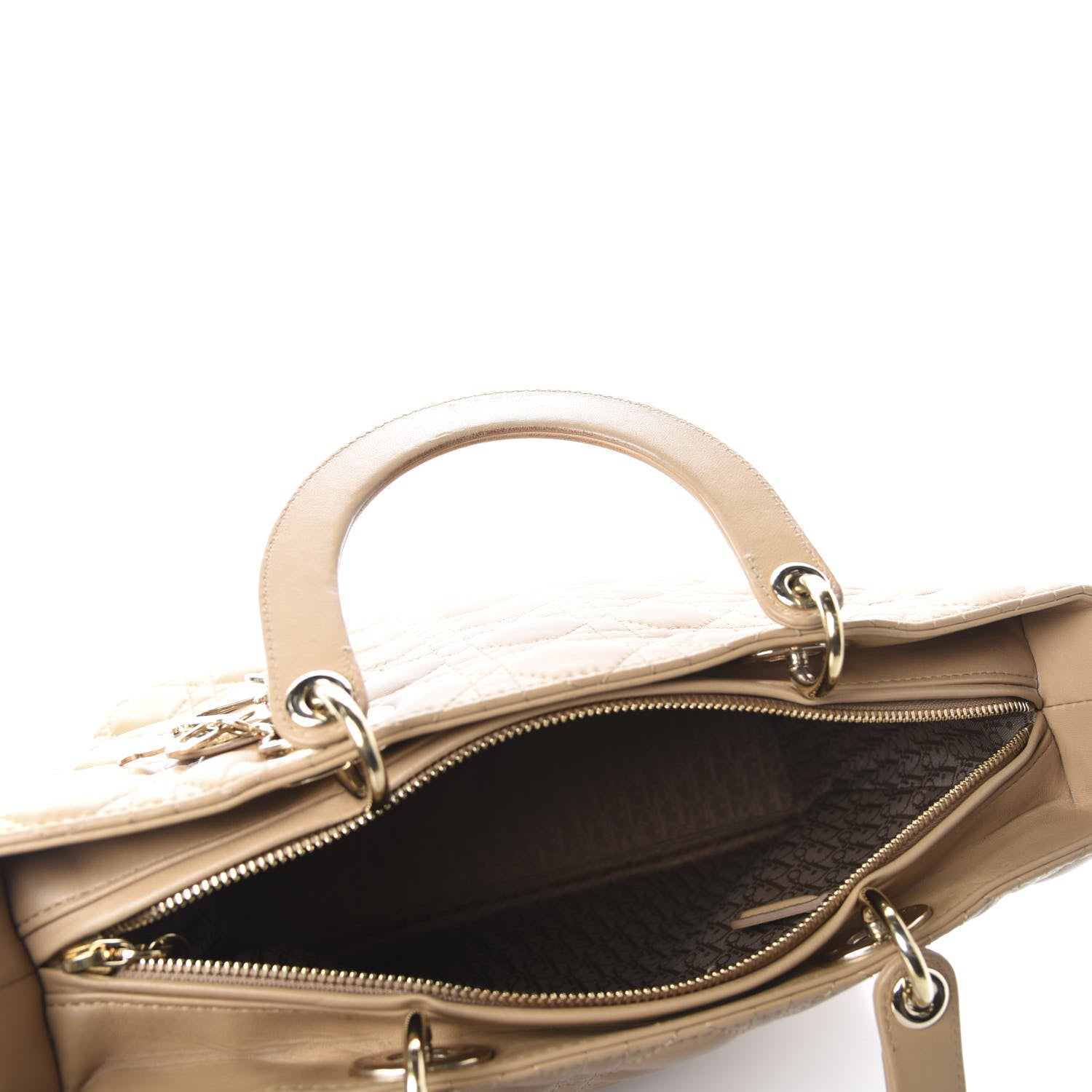 Christian Dior Lambskin Cannage Large Lady Dior Beige 5 of 10