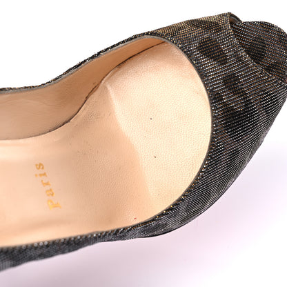Christian Louboutin Lame Leopard Very Prive 120 Pumps 38 Gold Silver 10 of 12