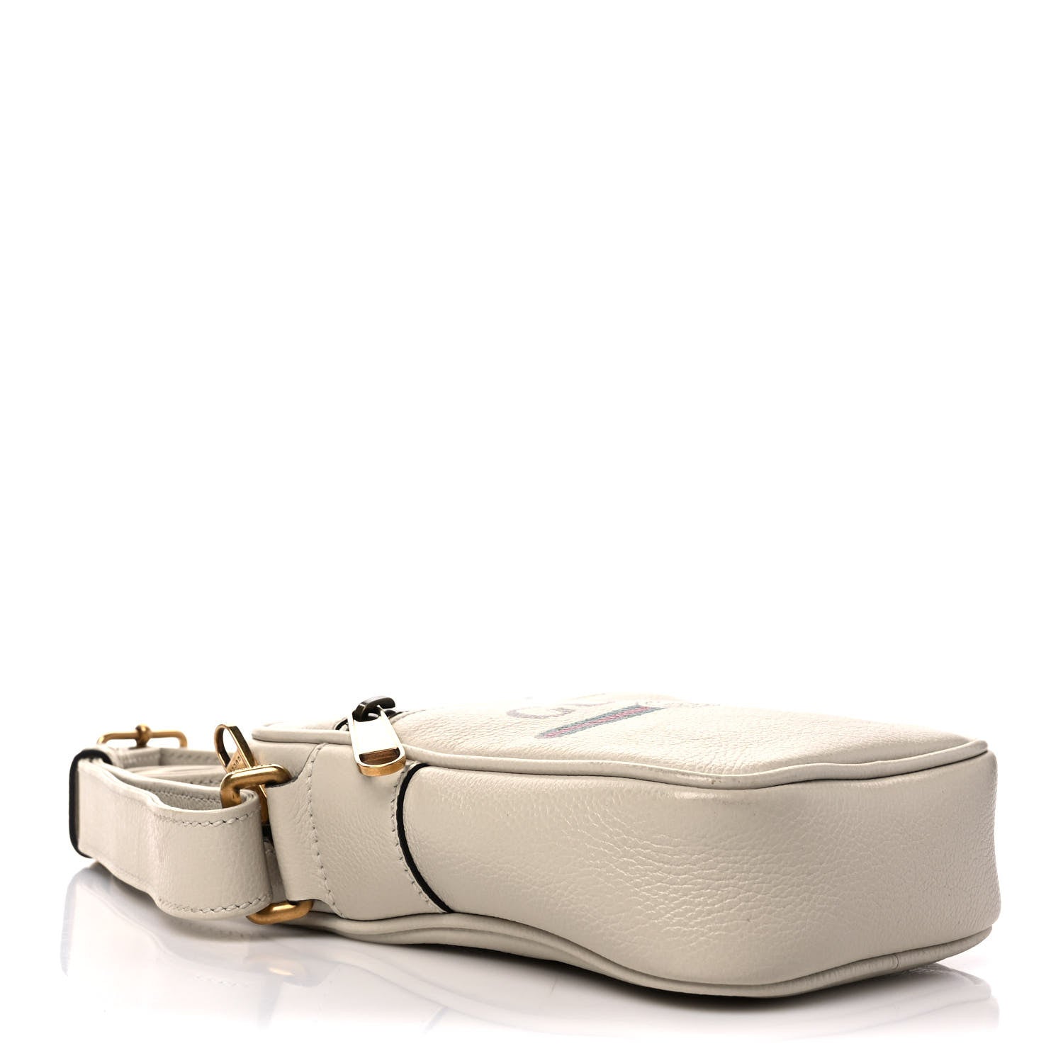 Gucci Grained Calfskin Mini Logo Messenger Bag White 4 of 11