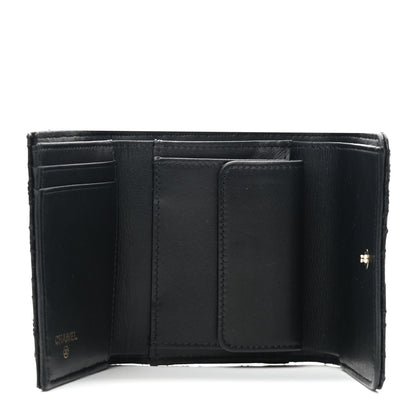 Chanel Lambskin Camellia Embossed Small Wallet Black 5 of 8