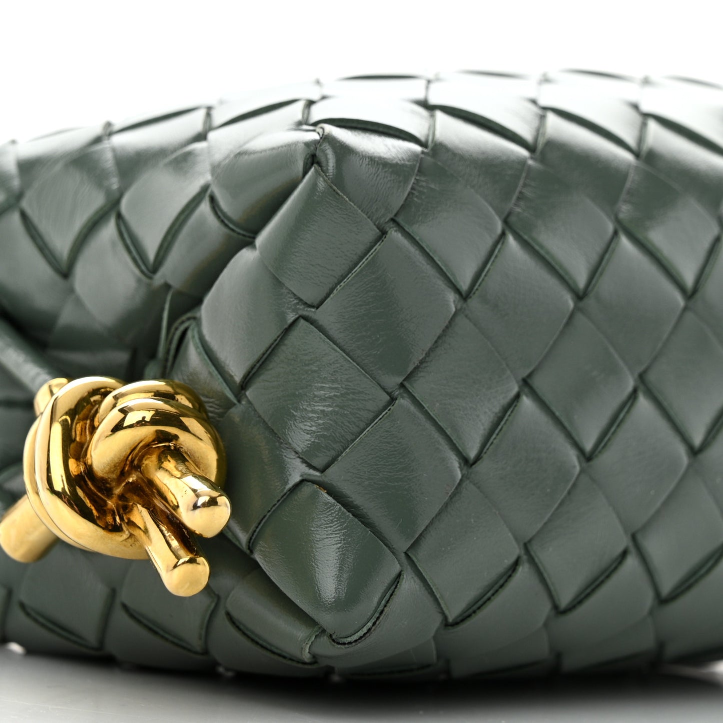 Polished Nappa Intrecciato Knot Mini Loop Camera Bag Aloe