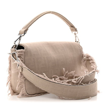 Fendi Nylon Fabric Jacquard FF Fringed Baguette Cuoio Pietra 3 of 10
