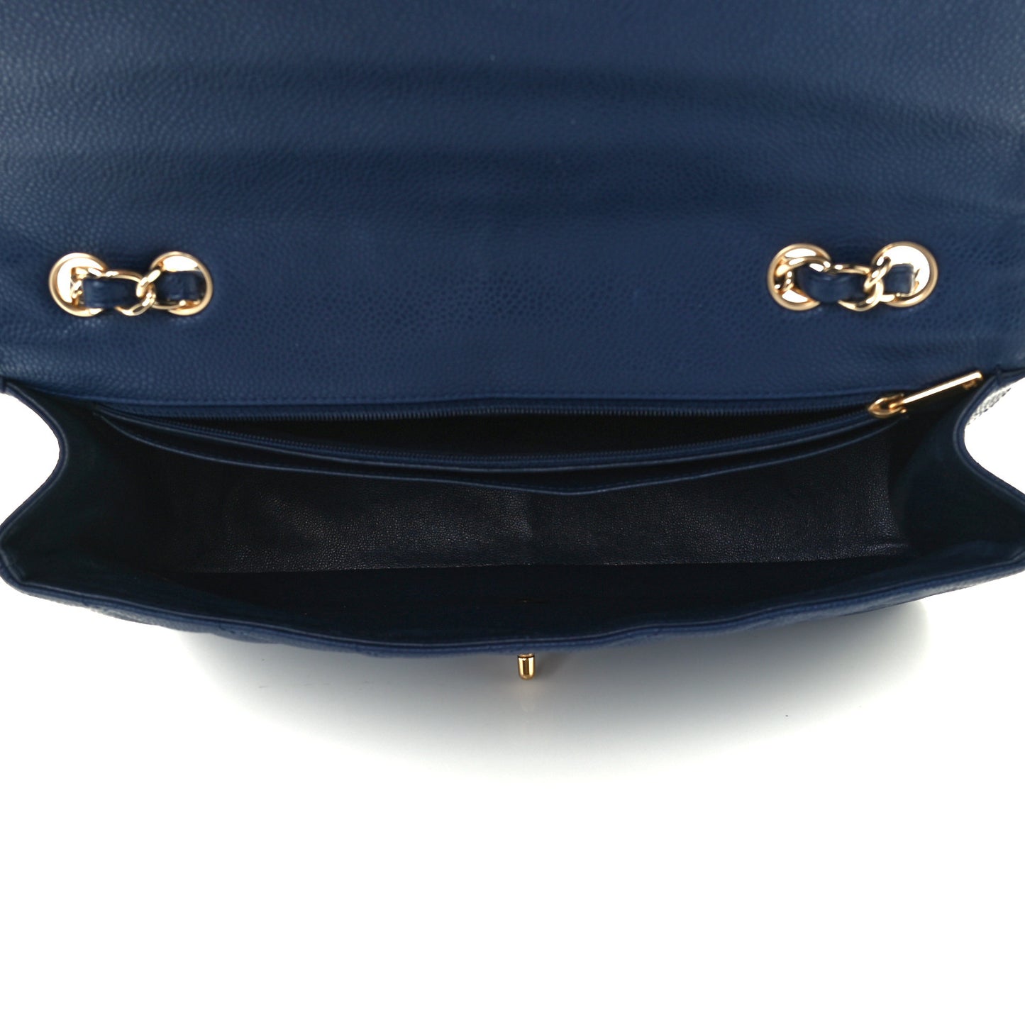 Caviar Quilted Jumbo Single Flap Navy