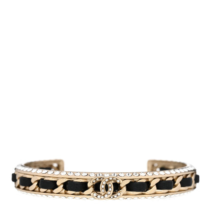 Chanel Metal Lambskin Crystal Chain CC Cuff M Black Gold 1 of 4
