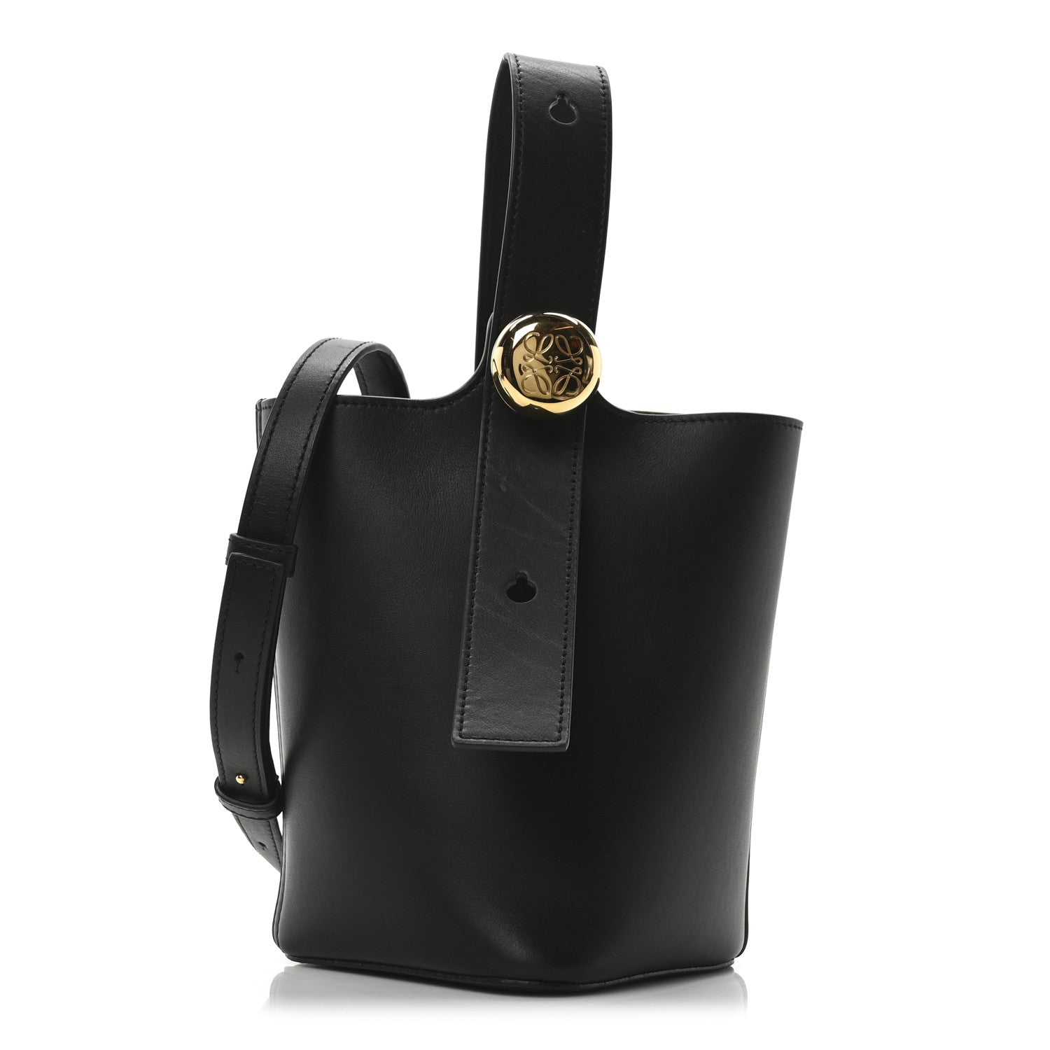 Loewe Soft Grained Calfskin Mini Pebble Bucket Bag Black 1 of 9