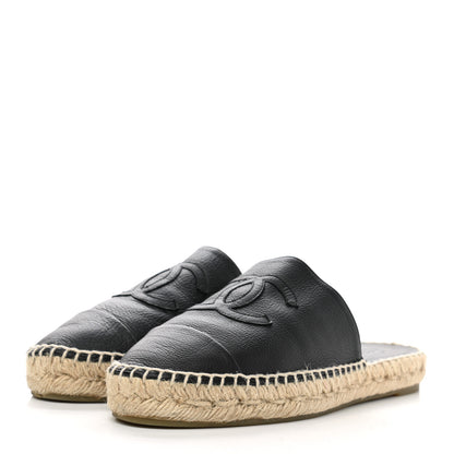 Chanel Calfskin CC Espadrille Mules 39 Black 3 of 10