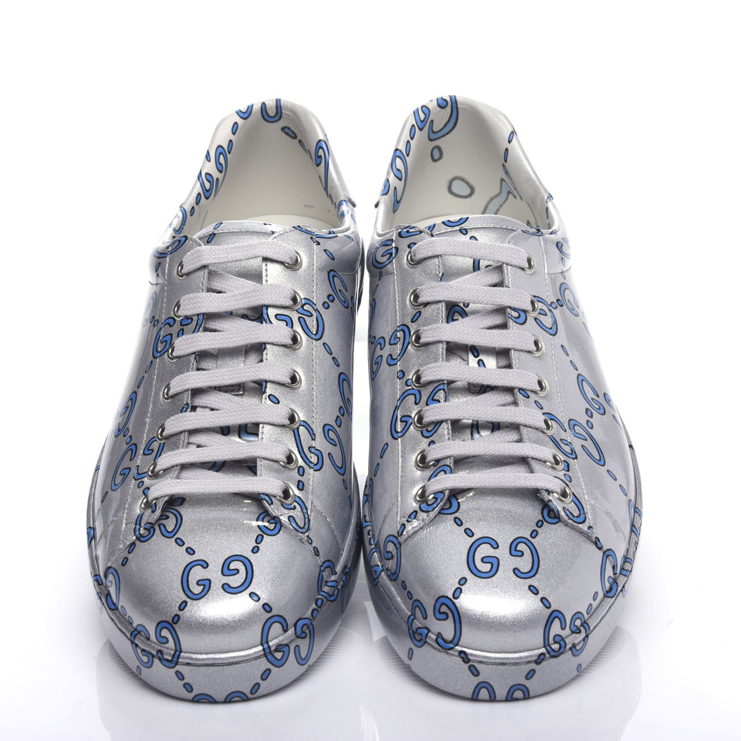Miro Rubber Wax GucciGhost Print Mens New Ace Sneakers 10 Silver