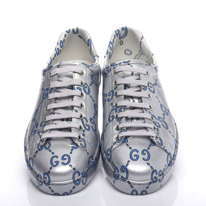 Gucci Miro Rubber Wax GucciGhost Print Mens New Ace Sneakers 10 Silver 5 of 10