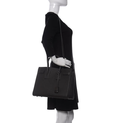 Saint Laurent Grained Calfskin Small Sac De Jour Coal 2 of 9