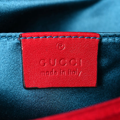 Gucci Velvet Matelasse Mini GG Marmont Shoulder Bag Hibiscus Red 6 of 10