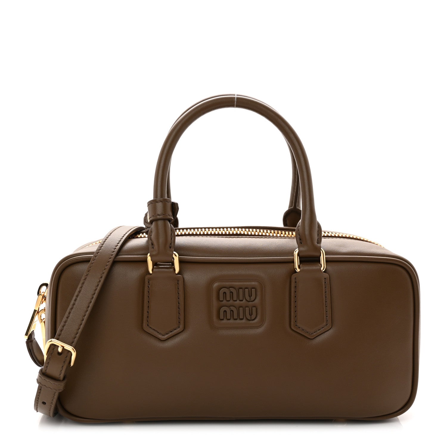 Miu Miu Calfskin Large Arcadie Top Handle Bag Tundra 1 of 9