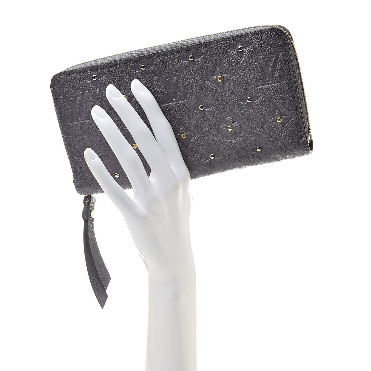 Studded Empreinte Zippy Wallet Gris Silver