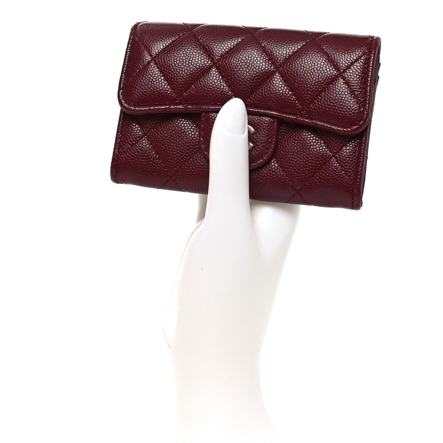 Chanel Caviar Quilted Flap Card Holder Wallet Burgundy 2 of 9